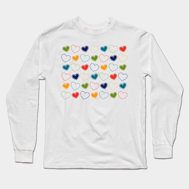 Colorful Heart Pattern Long Sleeve T-Shirt by amyvanmeter